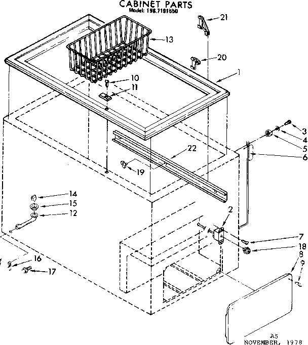 Kenmore 1987191550 cabinet parts diagram