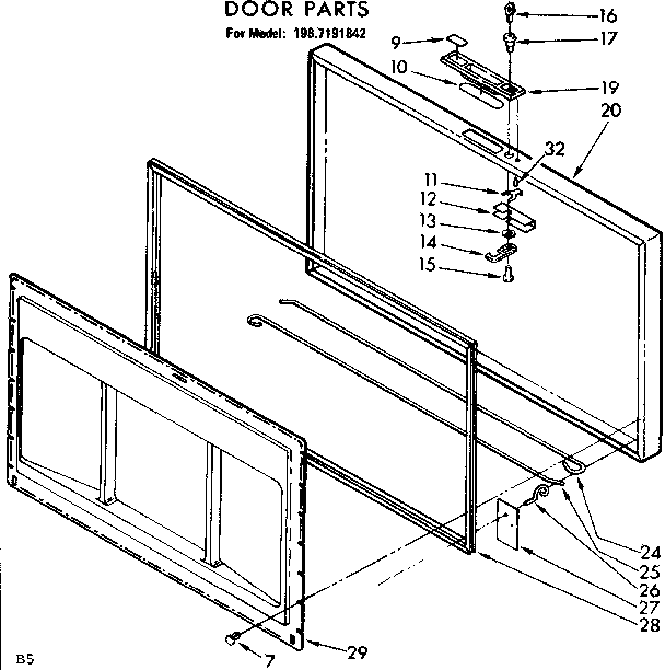Kenmore 1987191842 door parts diagram