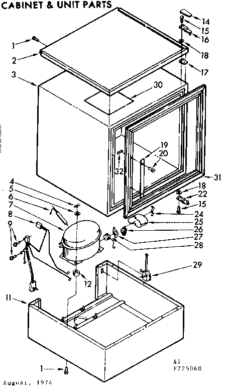 Kenmore 198725060 cabinet & unit parts diagram