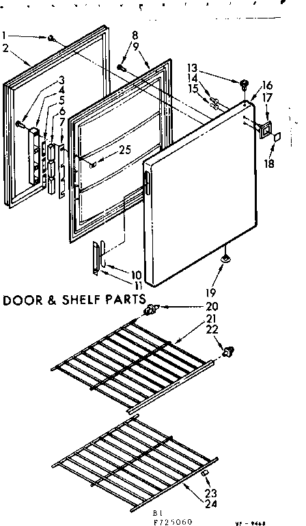 Kenmore 198725060 door & shelf parts diagram