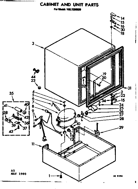 Kenmore 1987290920 cabinet and unit parts diagram