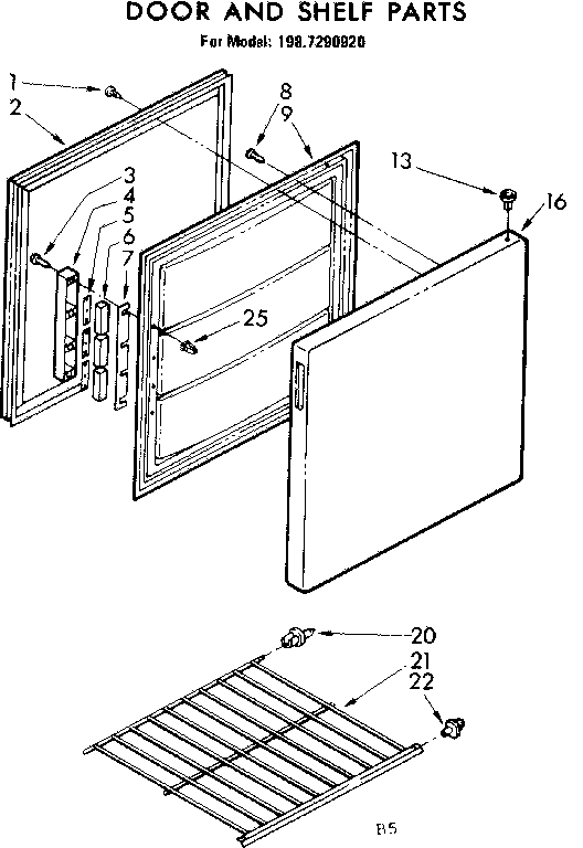 Kenmore 1987290920 door and shelf parts diagram