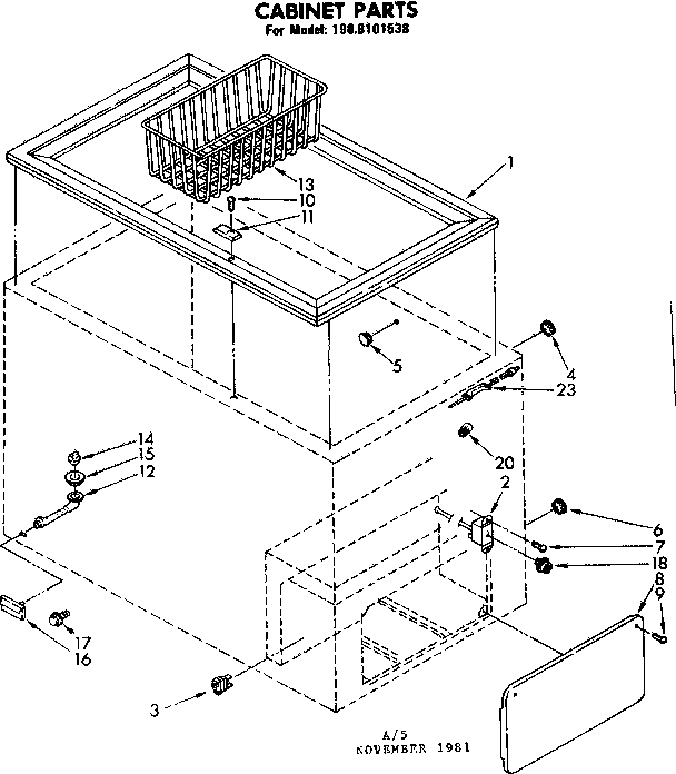 Kenmore 1988101538 cabinet parts diagram