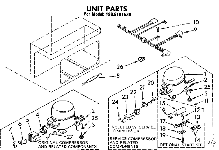 Kenmore 1988101538 unit parts diagram