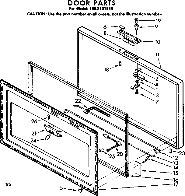 Kenmore 1988101539 door parts diagram