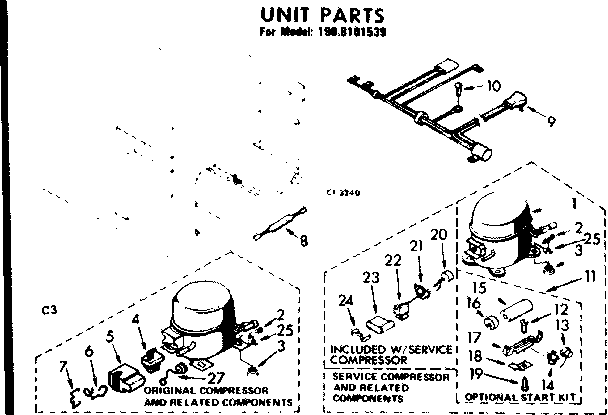 Kenmore 1988101539 unit parts diagram