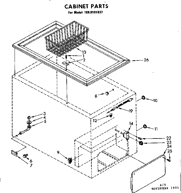 Kenmore 1988101837 cabinet parts diagram