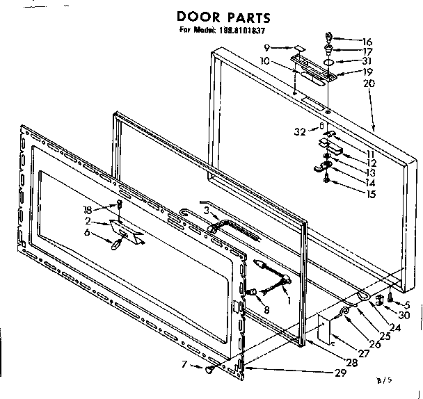 Kenmore 1988101837 door parts diagram