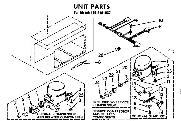 Kenmore 1988101837 unit parts diagram