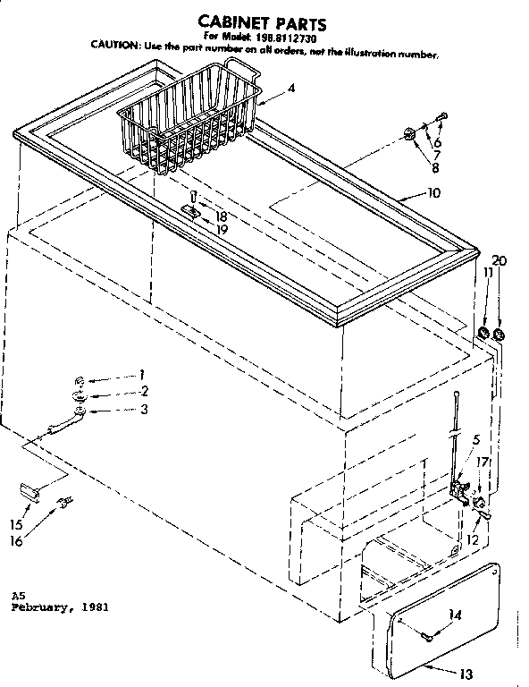 Kenmore 1988112730 cabinet parts diagram
