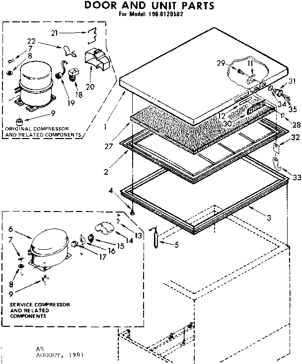 Kenmore 1988120582 door and unit parts diagram
