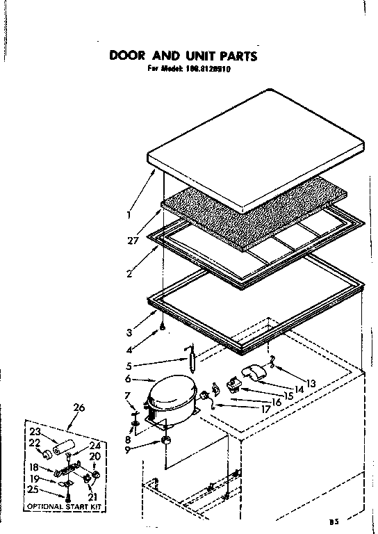 Kenmore 1988120910 door and unit parts diagram