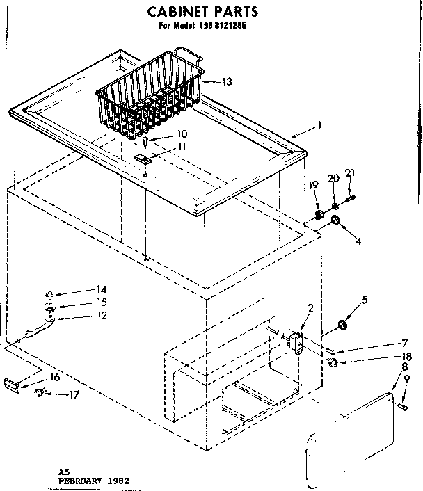 Kenmore 1988121285 cabinet parts diagram
