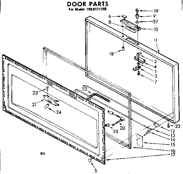 Kenmore 1988121285 door parts diagram