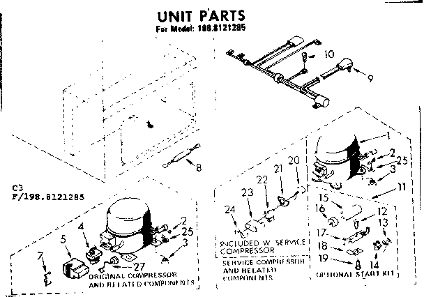 Kenmore 1988121285 unit parts diagram