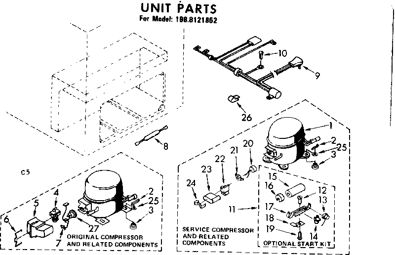 Kenmore 1988121852 unit parts diagram