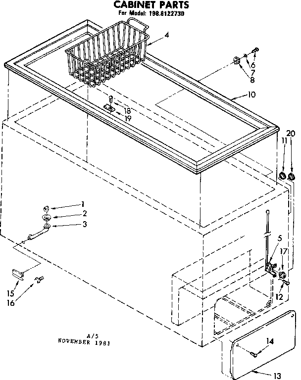Kenmore 1988122730 cabinet parts diagram