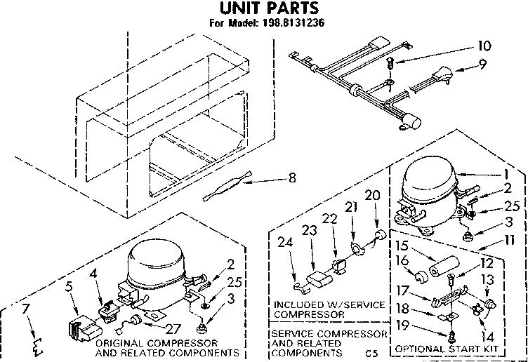 Kenmore 1988131236 unit parts diagram