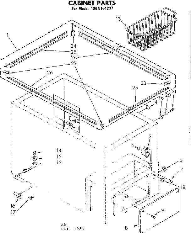 Kenmore 1988131237 cabinet parts diagram