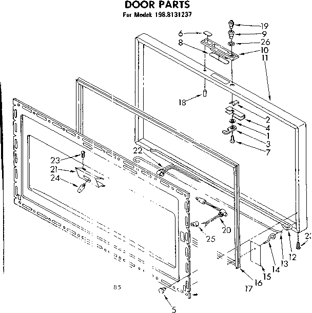 Kenmore 1988131237 door parts diagram