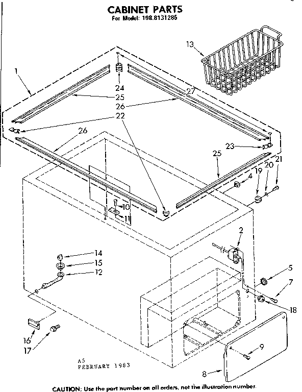 Kenmore 1988131285 cabinet parts diagram