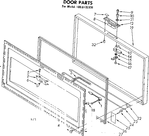 Kenmore 1988132338 door parts diagram