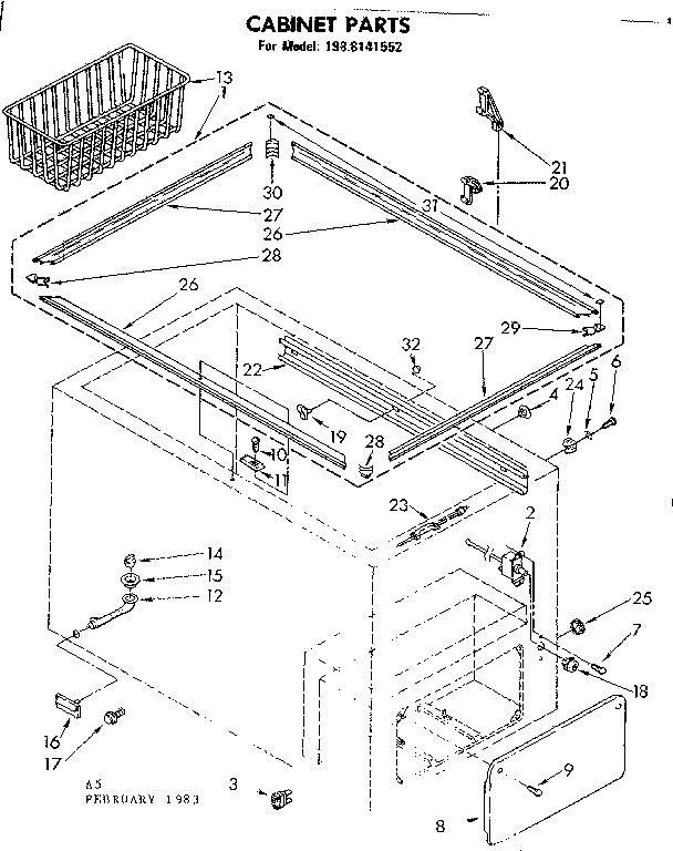 Kenmore 1988141552 cabinet parts diagram