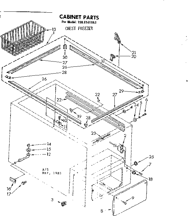 Kenmore 1988141553 cabinet parts diagram