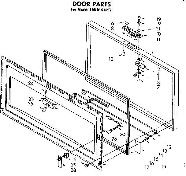 Kenmore 1988151552 door parts diagram