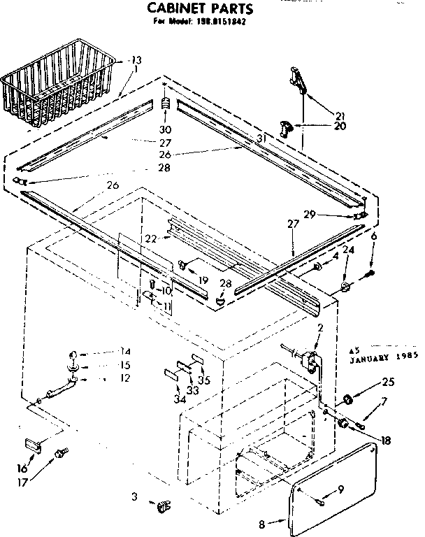 Kenmore 1988151842 cabinet parts diagram