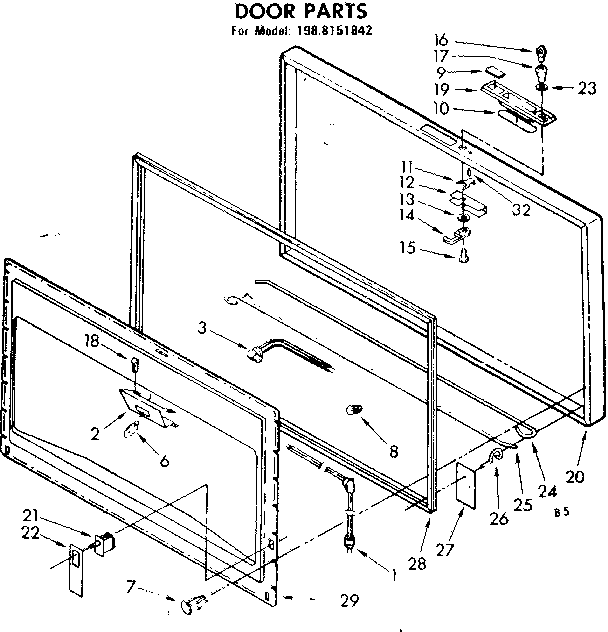 Kenmore 1988151842 door parts diagram