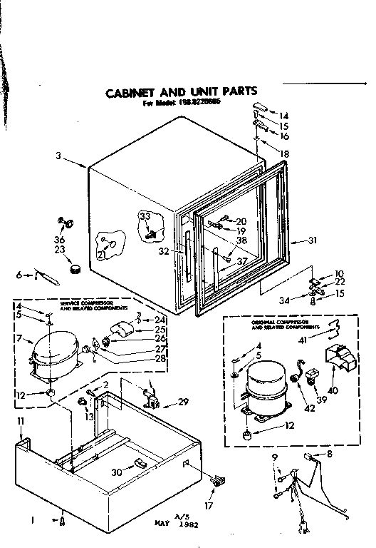 Kenmore 1988220685 cabinet and unit parts diagram