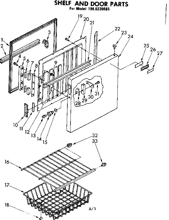 Kenmore 1988220685 shelf and door parts diagram
