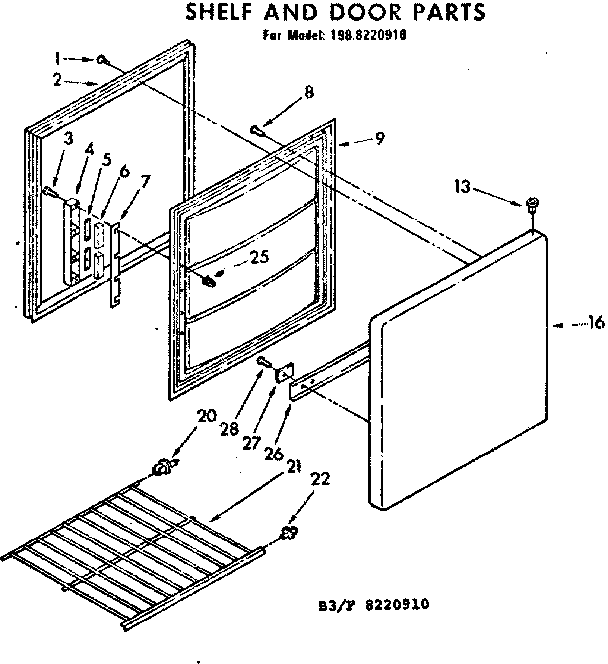 Kenmore 1988220910 shelf and door parts diagram