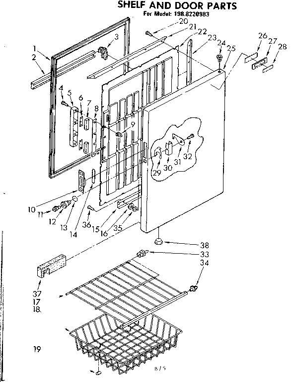 Kenmore 1988220983 shelf and door parts diagram