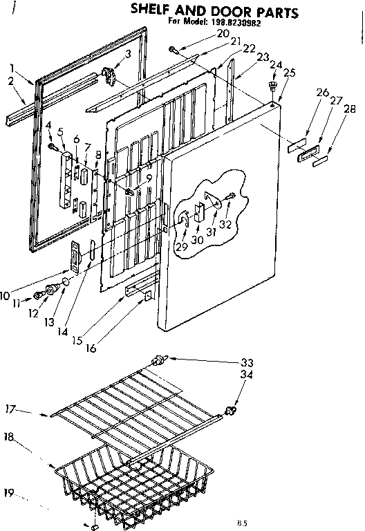 Kenmore 1988230982 shelf and door parts diagram
