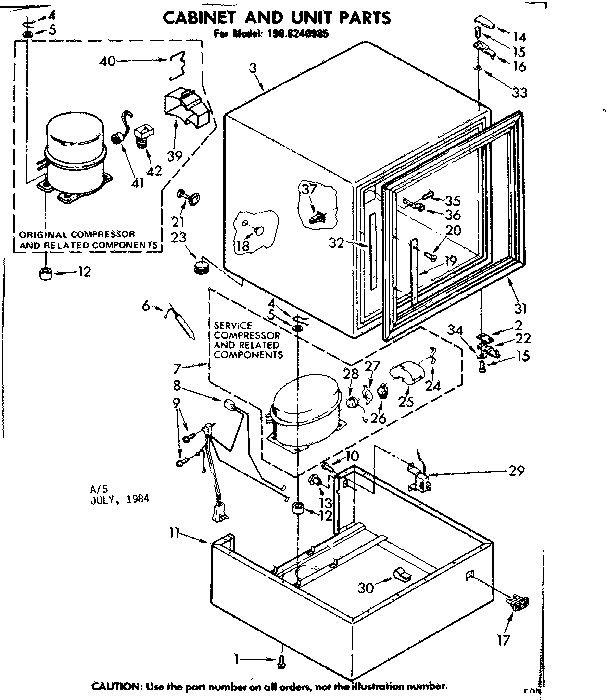 Kenmore 1988240985 cabinet and unit parts diagram