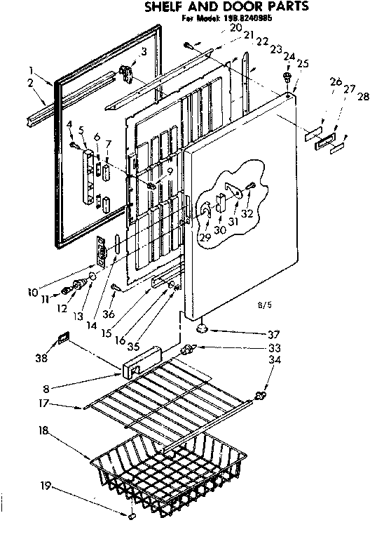 Kenmore 1988240985 shelf and door parts diagram