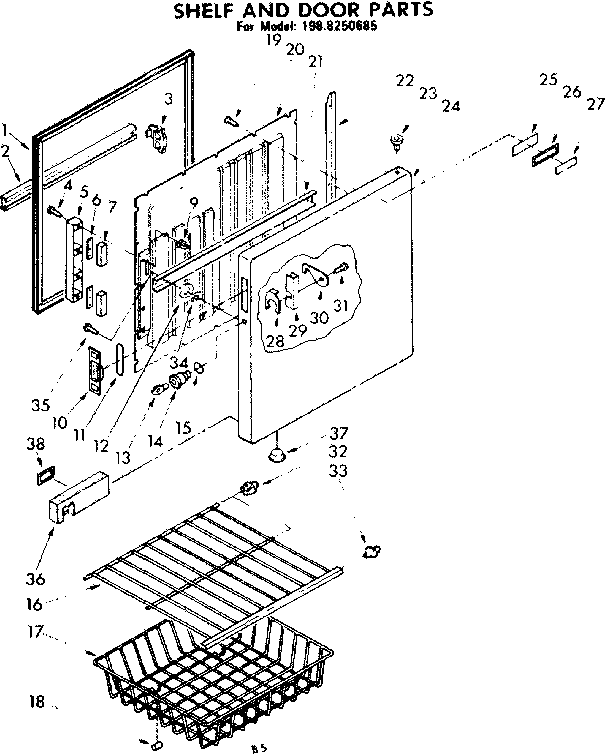 Kenmore 1988250685 shelf and door parts diagram