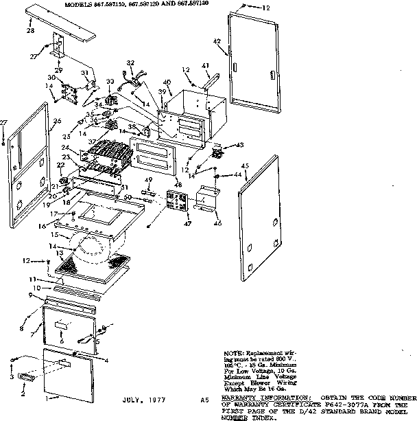 Kenmore 867587110 functional replacement parts diagram