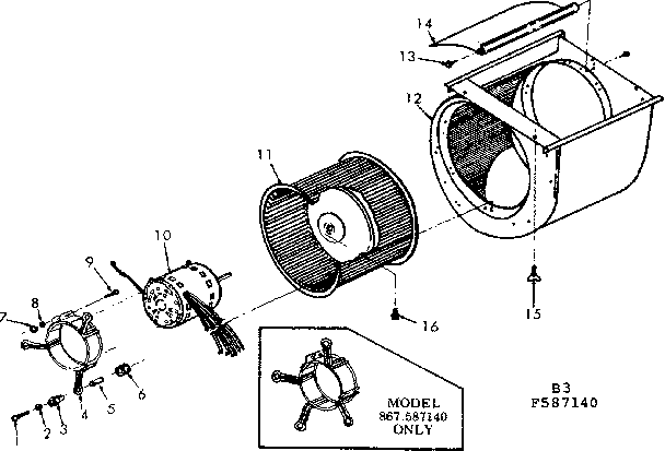 Kenmore 867587160 blower assembly diagram