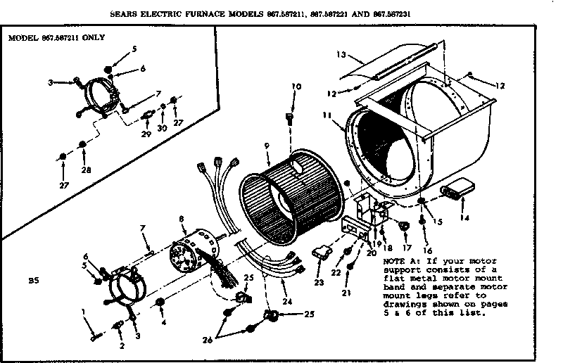 Kenmore 867587221 blower assembly diagram