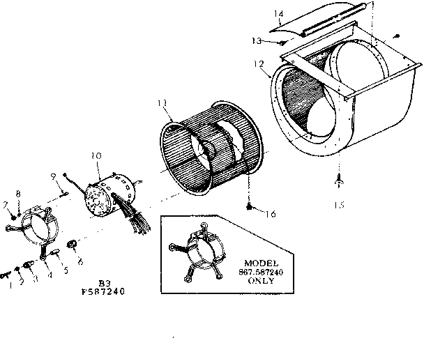 Kenmore 867587250 blower assembly diagram