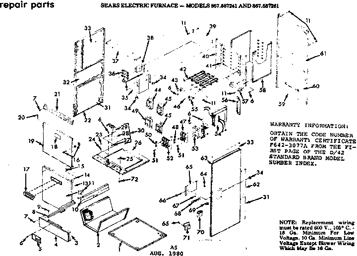 Kenmore 867587241 functional replacement parts diagram