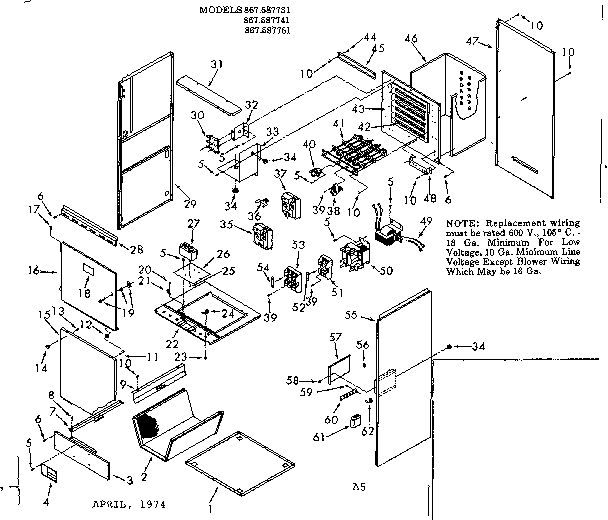 Kenmore 867587731 functional replacement parts diagram