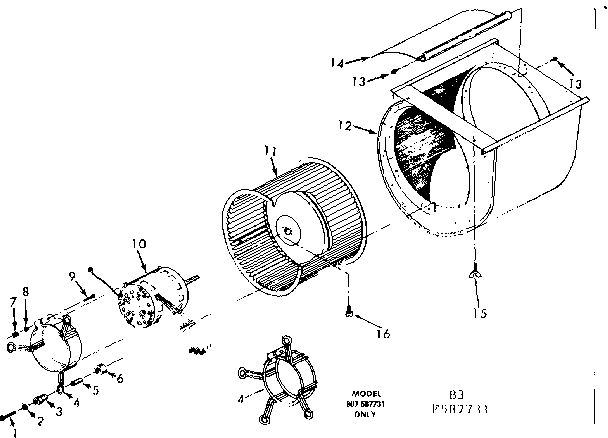 Kenmore 867587731 blower assembly diagram