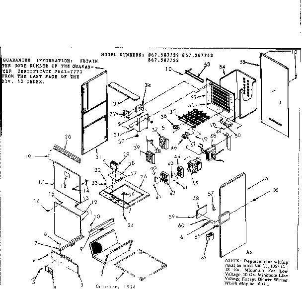 Kenmore 867587752 functional replacement parts diagram
