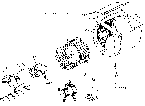 Kenmore 867587752 blower assembly diagram