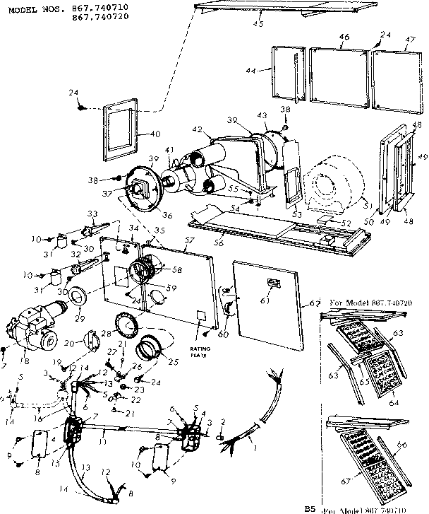 Kenmore 867740710 functional replacement parts diagram