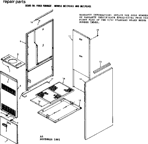 Kenmore 867741421 furnace body diagram